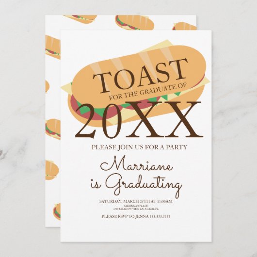 サンドイッチサブブランチ卒業招待状 招待状 (正面/裏面)