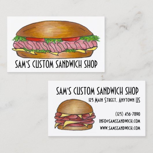サンドイッチハムチーズホアギーフードデリ 名刺 (正面/裏面)