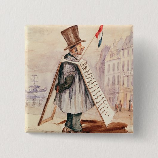 サンドイッチボードの人、Boulevard du Temple 1839年 缶バッジ (正面)