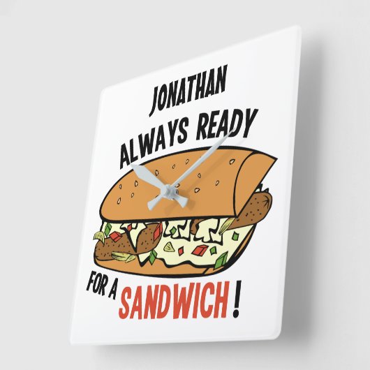 サンドイッチ名前をカスタムするの柱時計 スクエア壁時計 (傾斜)