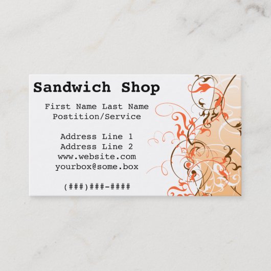 サンドイッチ店 名刺 (正面)