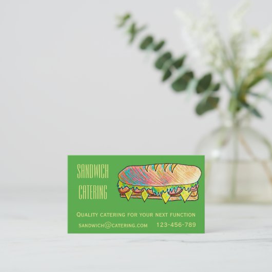 サンドイッチ昼食機能のためのケイタリングビジネス 名刺 (スタンド正面)