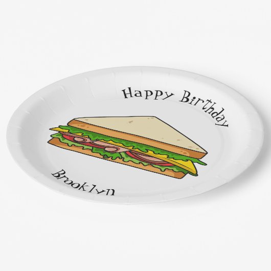 サンドイッチ漫画イラストレーション ペーパープレート (アングル)