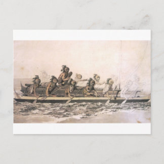 サンドイッチ諸島のカヌー。ハワイ。1778年頃 ポストカード