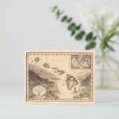 サンドイッチ諸島ハワイ1700年代のアンティーク地図 ポストカード (スタンド正面)