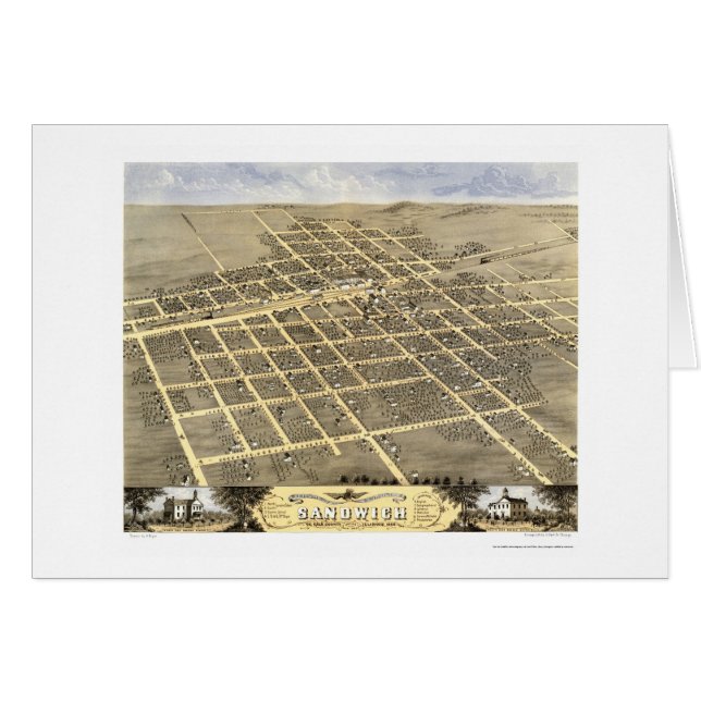 サンドイッチ、ILのパノラマ式の地図- 1869年 (正面横)