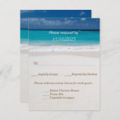 サンドウェディングRSVPカードのハートの名前 招待状 (正面/裏面)