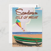 サンドウン（Isle of Wight）のヴィンテージ旅行ポスター ポストカード (正面/裏面)