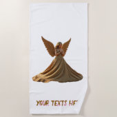 サンドエンジェルとカスタムビーチ文字 ビーチタオル (正面)