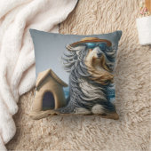 サンドキャッスルドグハウス付き髭のあるコリー クッション (ブランケット)