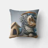 サンドキャッスルドグハウス付き髭のあるコリー クッション (裏面)