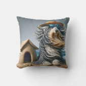 サンドキャッスルドグハウス付き髭のあるコリー クッション (正面)