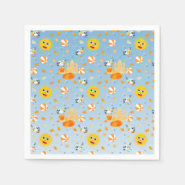 サンドキャッスルビーチおもしろい男の赤ちゃん誕生日パーティー スタンダードカクテルナプキン