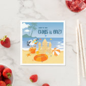 サンドキャッスルビーチおもしろい男の赤ちゃん誕生日パーティー スタンダードカクテルナプキン (インサイチュ)