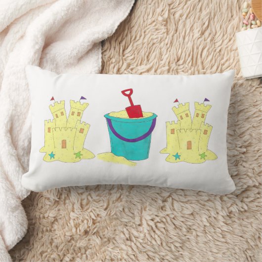 サンドキャッスルビーチハウスペイルショベルシェルの構築 ランバークッション (ブランケット)