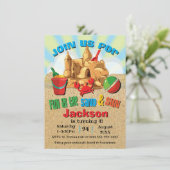 サンドキャッスルビーチバースデーパーティ招待状 招待状 (スタンド正面)