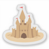 サンドキャッスル | 手描き夏ビーチかわいい シール (正面)