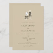 サンドグエレガントリーンシャンパン結婚式招待状 招待状 (正面/裏面)