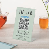 サンドグリーンのVenmo QRコードチップジャー机上用 台座サイン (インサイチュ)