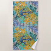 サンドスターフィッシュ&いかりブルー航海の ビーチタオル (正面)