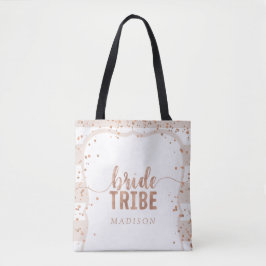 サンドストライプバラ金ゴールド紙吹雪花嫁Tribe トートバッグ