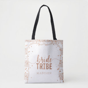 サンドストライプバラ金ゴールド紙吹雪花嫁Tribe トートバッグ