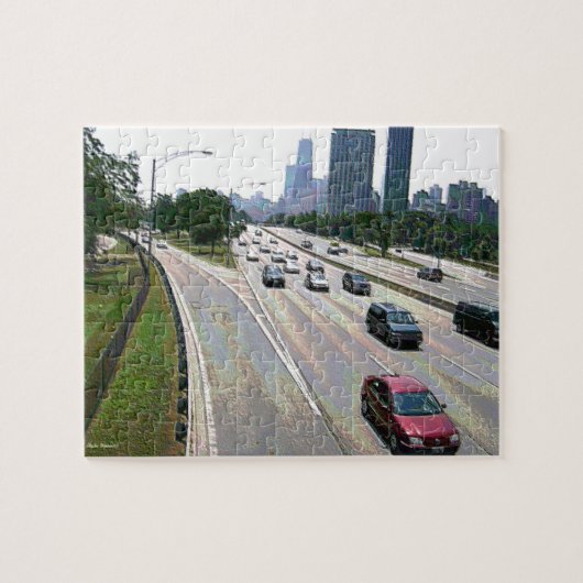 サンドストーンのシカゴ交通 ジグソーパズル (横)