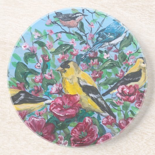 サンドストーンコースターオリジナルハンドア色彩の鮮やかート コースター (正面)