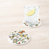 サンドストーンバタフライアンティークイラストレーションコースター コースター (側面)