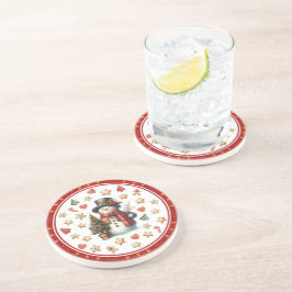 サンドストーン コースター 雪だるまとクリスマスクッキー