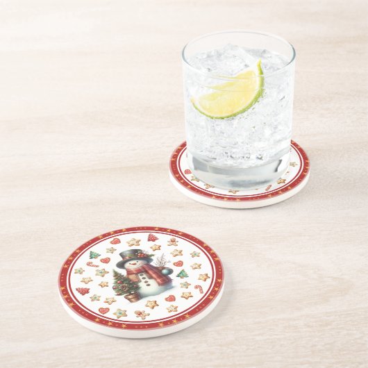 サンドストーン コースター 雪だるまとクリスマスクッキー (側面)