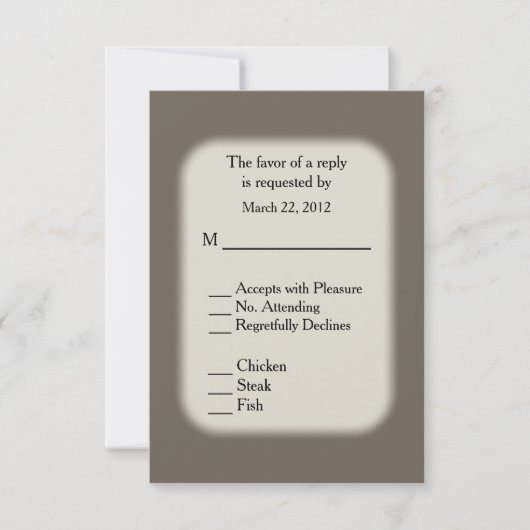 サンドストーン・ブラウンRSVPとメニューの選択肢 出欠カード (正面)