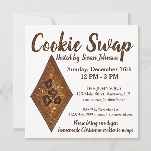 サンドタートクリスマスクッキースワップパーティーベイクセール 招待状 (正面)