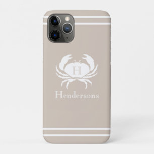 サンドタ航海のンタウペホワイトカニモノグラム名 iPhone 11 PROケース