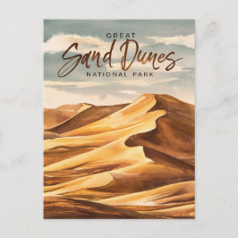 サンドダネ素晴らしス国立公園ウォーターカラーアート シーズンポストカード