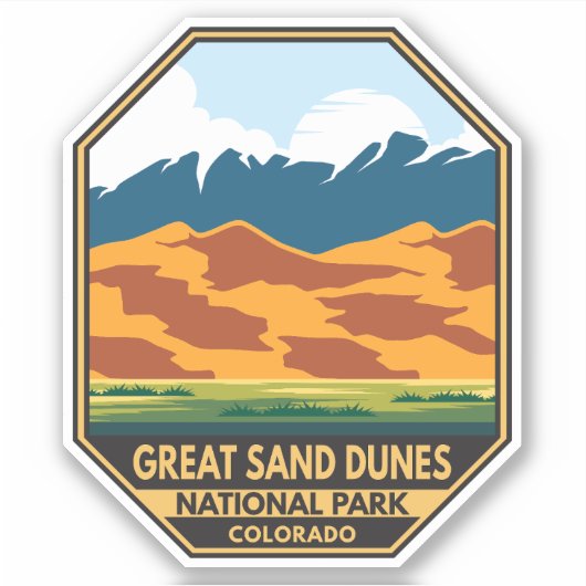 サンドダネ素晴らしス国立公園エンブレムカラフル シール (正面)