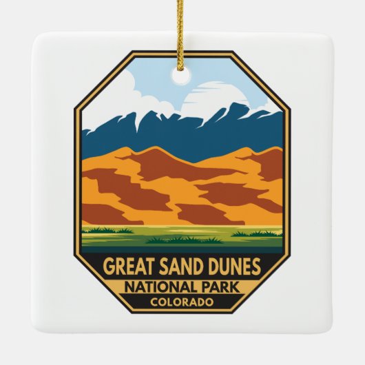 サンドダネ素晴らしス国立公園エンブレムカラフル セラミックオーナメント (裏面)
