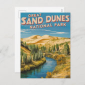サンドダネ素晴らしス国立公園レトロトラベルアート シーズンポストカード (正面/裏面)