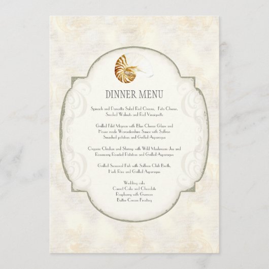 サンドダマスクナウティラスシェル海航海のビーチ メニュー (正面)