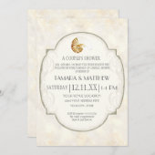 サンドダマスクナウティラスシェル海航海のビーチ 招待状 (正面/裏面)