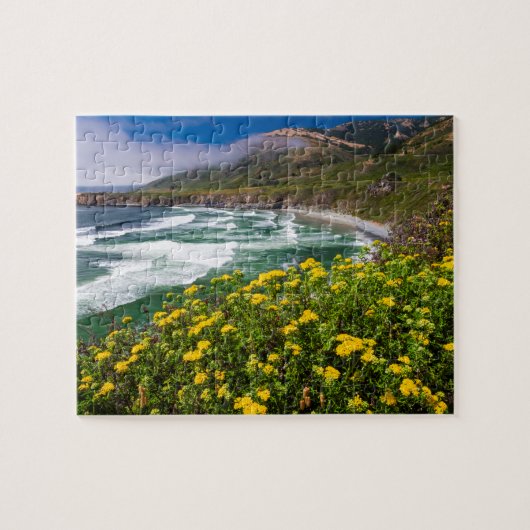 サンドダラーの浜辺の上の花 ジグソーパズル (横)