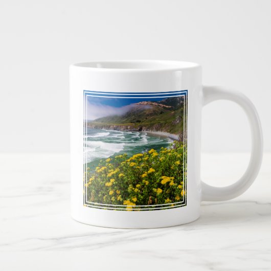 サンドダラー海岸の上の花 ジャンボコーヒーマグカップ (右)