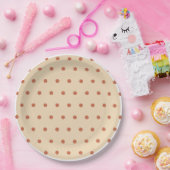 サンドテラコッタ水玉模様ホワイトトリム ペーパープレート (パーティー)