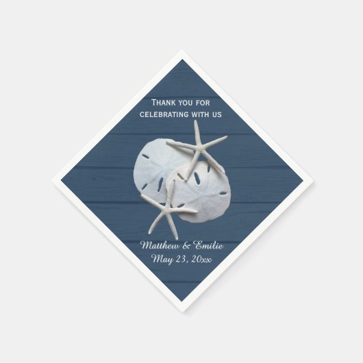 サンドドパーソナライズされたルヒトデ結婚のナプキン スタンダードカクテルナプキン (角)