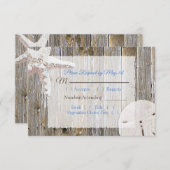 サンドドルとスターフィッシュオーシャニックウェディングRSVP 出欠カード (正面/裏面)