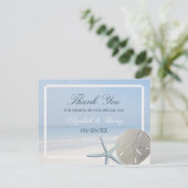 サンドドルとヒトデビーチ結婚式ありがとう ポストカード (スタンド正面)