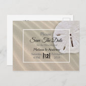 サンドドルをテーマにした結婚式の日付を保存 案内ポストカード (正面/裏面)