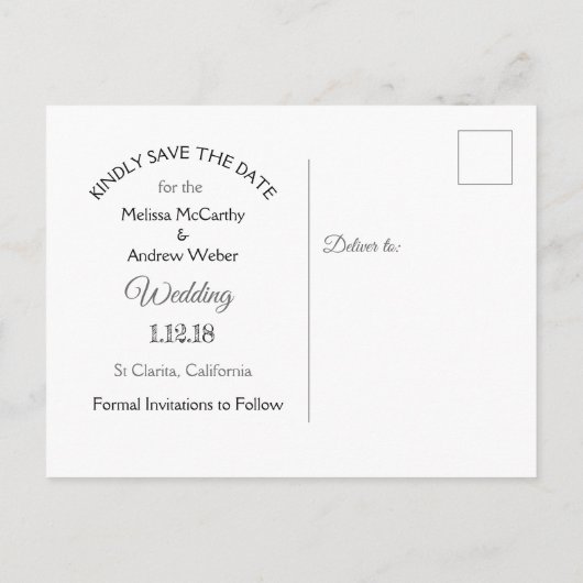 サンドドルをテーマにした結婚式の日付を保存 案内ポストカード (裏面)