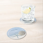 サンドドルアンドスターフィッシュビーチ結婚式 ラウンドペーパーコースター (インサイチュ)