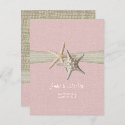 サンドドルアンドスターフィッシュピンク披露宴 招待状 (正面/裏面)